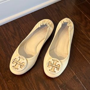 Tory Burch Minnie Ballet Flats, Size 8.5, Off-White